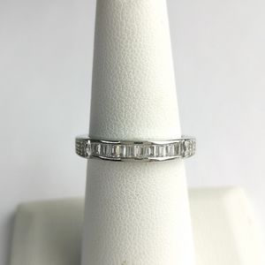 Sterling Silver White Sapphite Baguette eternity band ring size 7